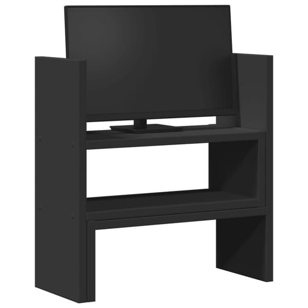 vidaXL Justerbar skrivebordshylle svart 40x17x41 cm konstruert tre