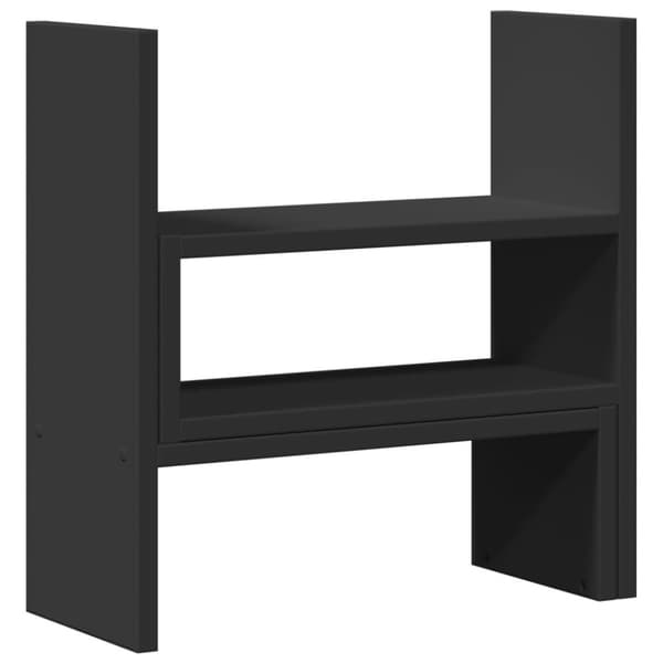 vidaXL Justerbar skrivebordshylle svart 40x17x41 cm konstruert tre
