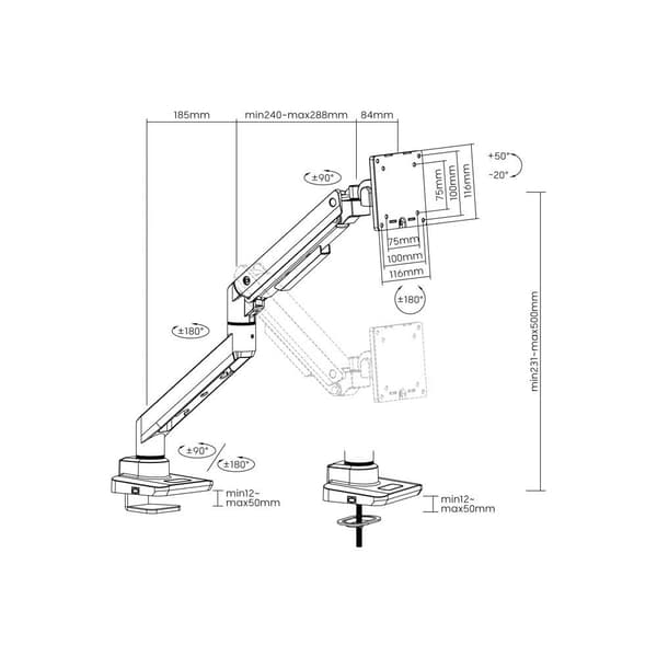 Equip 17-49´´ 20kg Max Monitorställ Silver