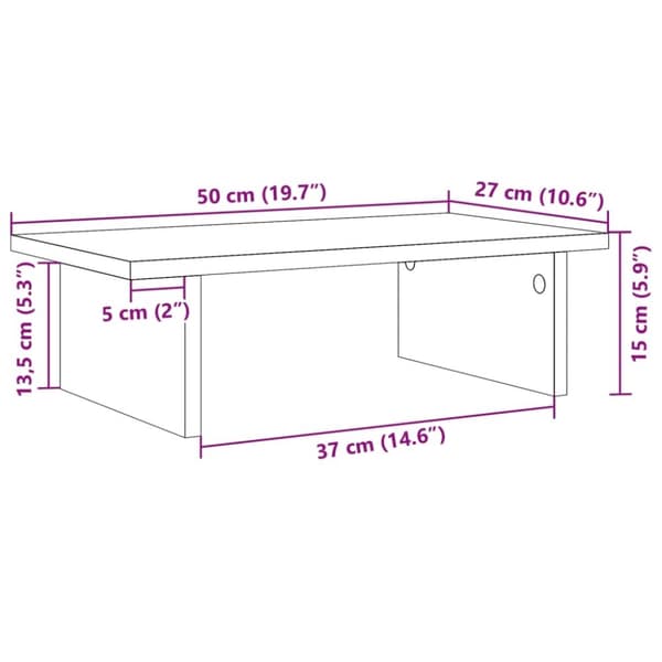 vidaXL skærmholder 50x27x15 cm konstrueret træ grå sonoma