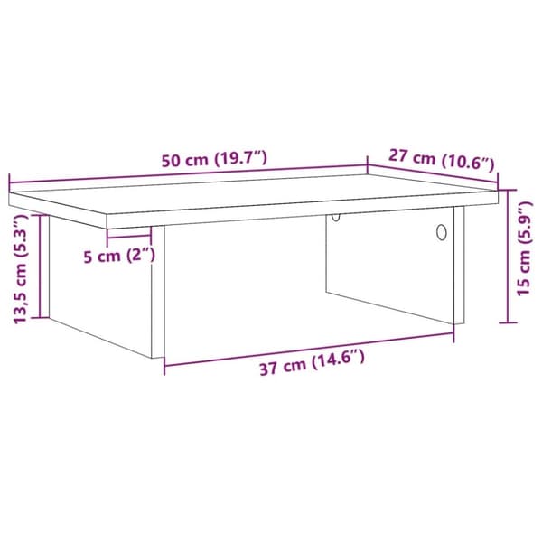 vidaXL Skärmställ betonggrå 50x27x15 cm konstruerat trä