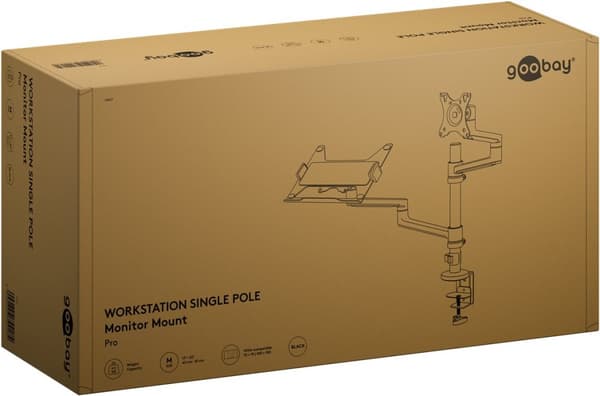 Deluxe skærmbeslag med laptop-arm, sort