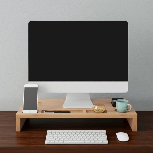 Ergonomisk Bambuskärmsstativ & Organisatör – Monitorstativ för en Smartare Arbetsplats