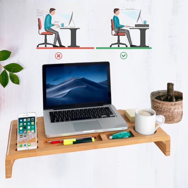 Ergonomisk Bambuskärmsstativ & Organisatör – Monitorstativ för en Smartare Arbetsplats