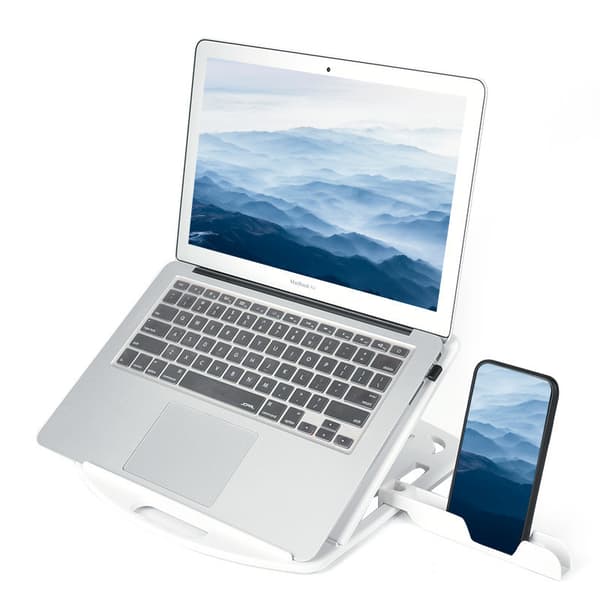 INF Ergonomisk Laptop Stander med Telefonholder Hvid