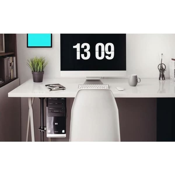 Techly ICA-CS 63, bordsmonterad CPU-hållare, skrivbord, 20 kg, svart, stål, vertikal