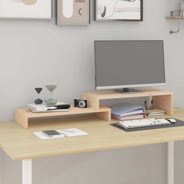Skärmställ (52-101)x22x14 cm massiv furu