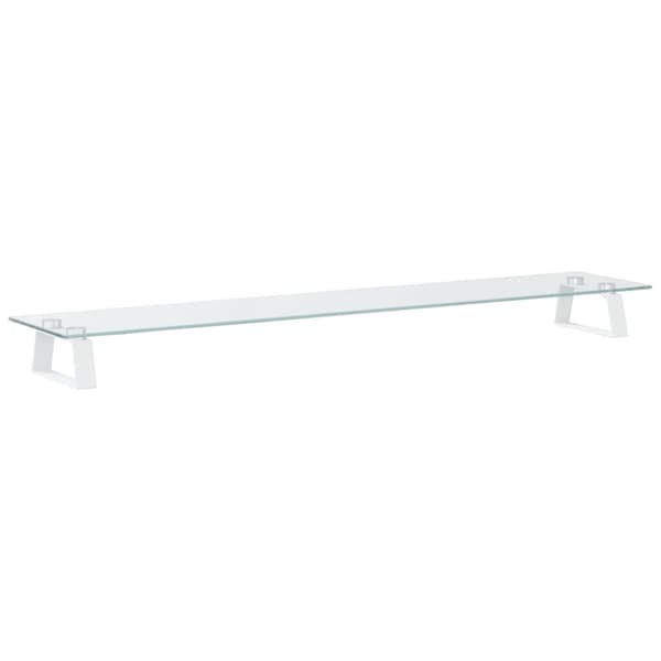 Skärmställ vit 100x20x8 cm härdat glas och metall