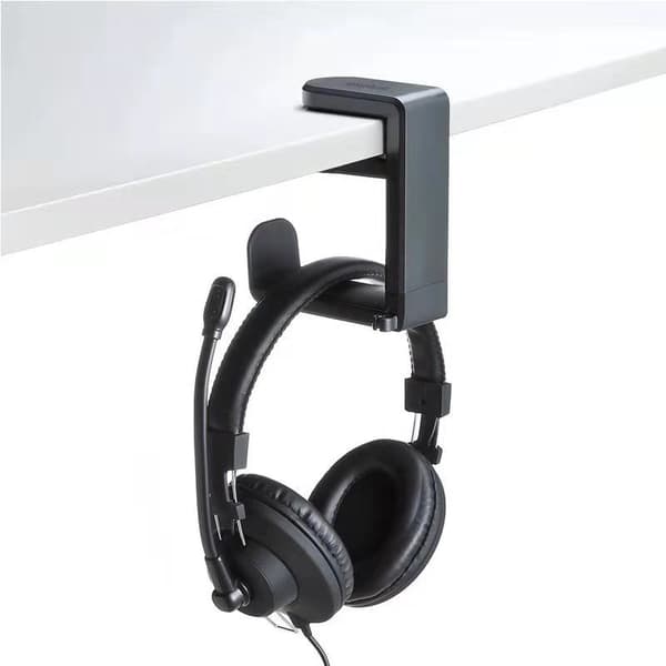 INF Skrivebordsklemme Hovedtelefonholder 360° Roterende Headsetholder Sort