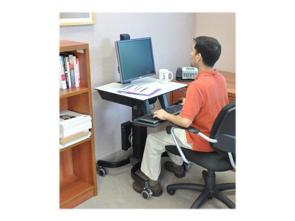 Ergotron WorkFit-C, Single HD Sit-Stand Workstation, Multimediakärry, Musta, Harmaa, 12,7 kg, 76,2 cm (30"), 75 x 75,100 x 100,200 x 100,200 x 200, 3
