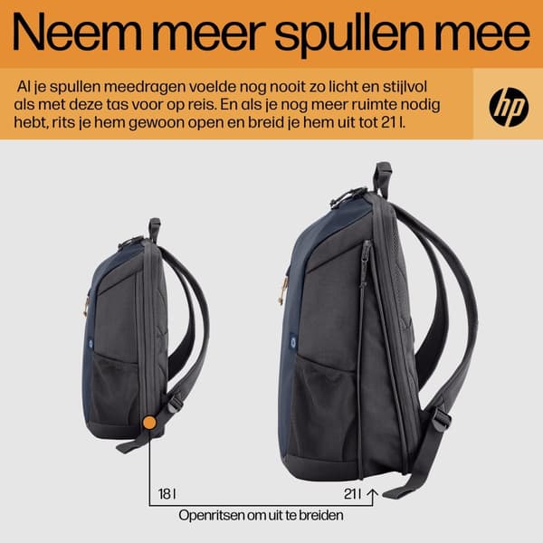 HP Travel 18 liter 15,6 Iron Grey Laptop Ryggsäck Ryggsäck Casual ryggsäck Blå, Grå Polyester