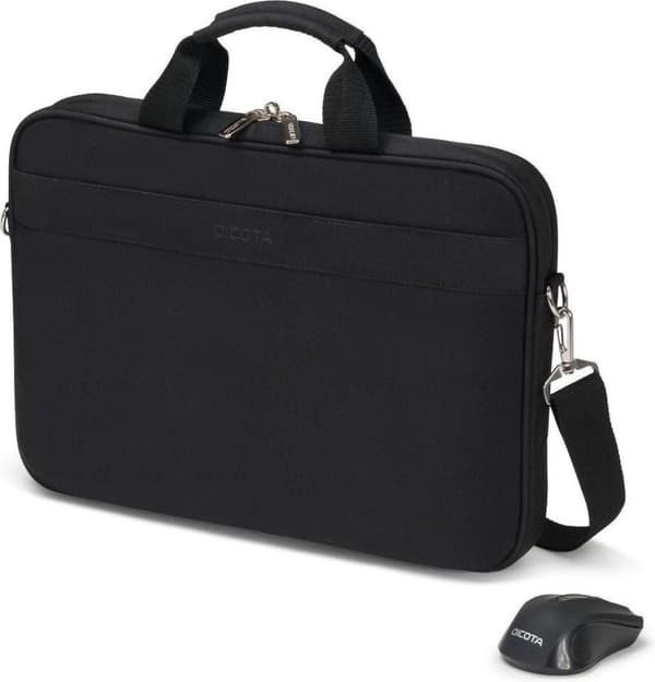 DICOTA Top Traveler Wireless Mouse Kit - Bæretaske til notebook - 15.6 - sort - med trådløs optisk mus