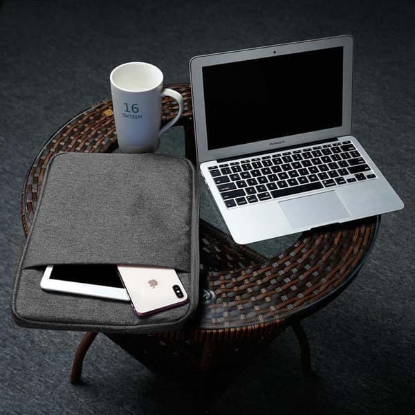 Laptopveske deksel for bærbar PC/nettbrett 14 tommers datamaskinveske i stoff med innvendig fløyelsfôr og rom med antiripe-glidelås