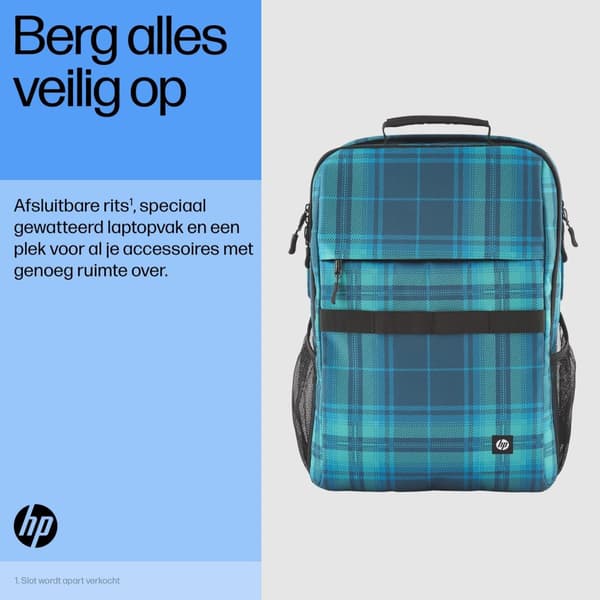 HP Campus XL Ryggsäck (Tartan Plaid) - 50 % återvunnen plast, LDPE-påse innehåller 100 % återvunnen plast, Hängetikett är gjord... - 305 mm - 165 mm -