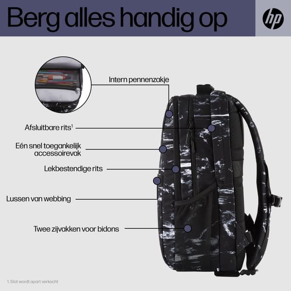 HP - Campus XL - Notebook rygsæk - 40,9 cm (16,1") - stenmarmor