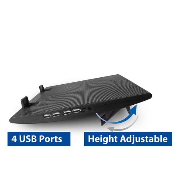 Laptop cooling stand, up to 17", adjustable height (2 positions), 4-port hub