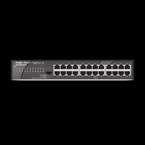 RUIJIE SWITCH RG-ES124GD – OHANTERAD 24-PORTAR GIGABIT SKRIVBORDSSWITCH Svart