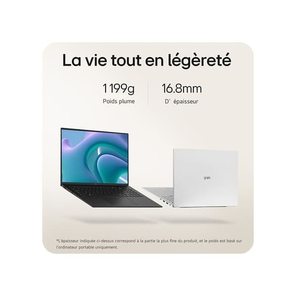 Laptop - Gram 16Z90S - 16' WQXGA-skärm - Intel Core Ultra 5 125H - 16 GB LPDDR5 RAM - 512 GB SSD