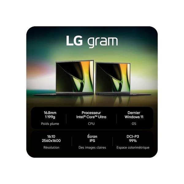 Laptop - Gram 16Z90S - 16' WQXGA-skärm - Intel Core Ultra 5 125H - 16 GB LPDDR5 RAM - 512 GB SSD
