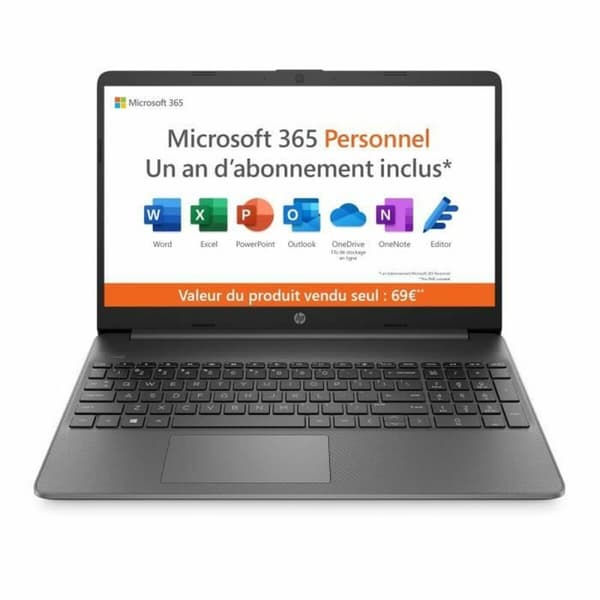 Laptop HP 15s-fq0024nf 15,6" Intel Celeron N4120 4 GB RAM 128 GB SSD Azerty Ranska