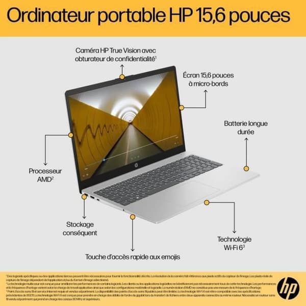 Laptop HP FC0071NF 15,6" ryzen 5-7520u 16 GB RAM 512 GB SSD Azerty Ranska