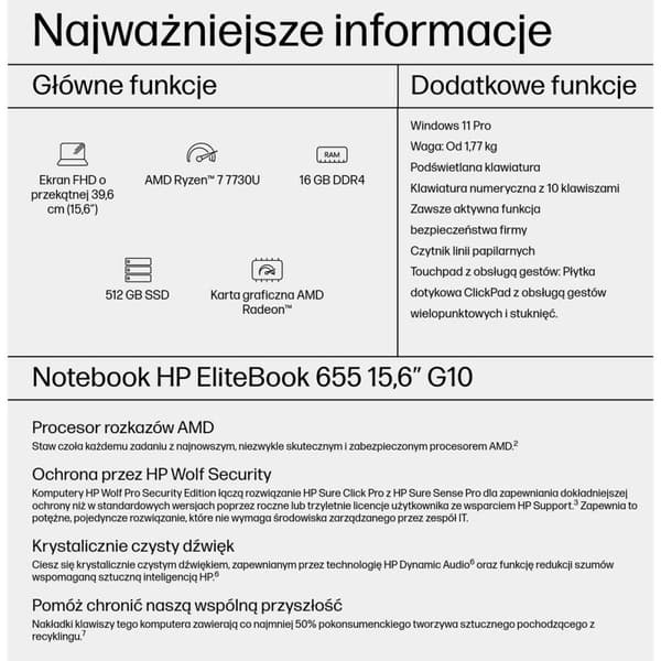 Bærbar computer HP EliteBook 655 15,6" AMD Ryzen 7 7730U 16 GB RAM 512 GB SSD