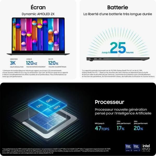 Bärbar dator Samsung GALAXY BOOK5 PRO 16" intel core ultra 7 256V 16 GB RAM 512 GB SSD