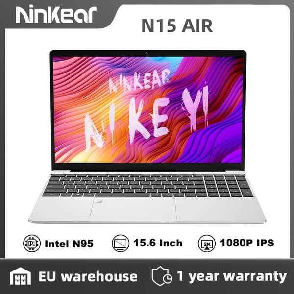 Ninkear N15 AIR Laptop, 16GB RAM, 512GB SSD ,Engelsk tastatur, 16GB RAM 512GB SSD, Intel N95