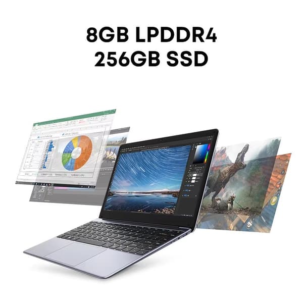 CHUWI HeroBook Pro -kannettava, 14,1 tuuman FHD-näyttö, Intel Celeron N4020, 8GB RAM, 256GB SSD,8 Gt 256 Gt, N4020, EU