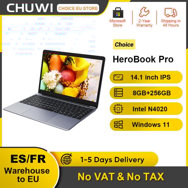 CHUWI HeroBook Pro -kannettava, 14,1 tuuman FHD-näyttö, Intel Celeron N4020, 8GB RAM, 256GB SSD,8 Gt 256 Gt, N4020, EU
