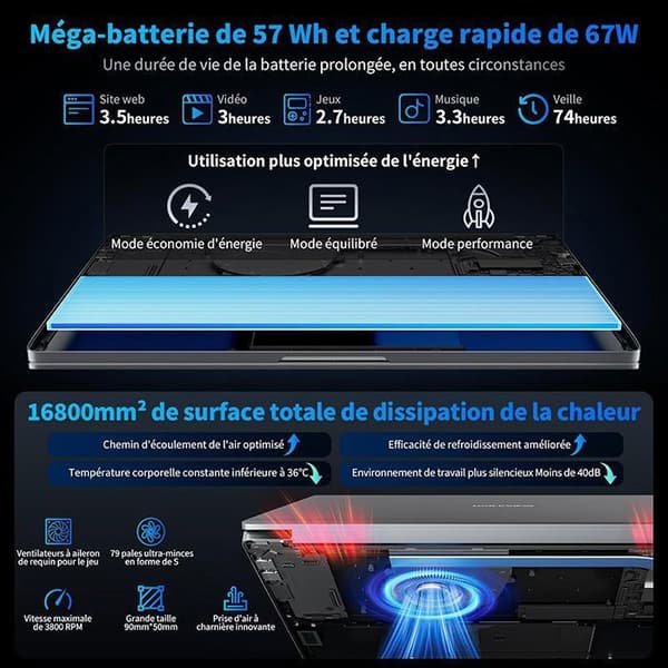 Bärbar dator Blackview Acebook 12 - 16" Intel I5-1030NG7, 16 Go RAM 512 Go SSD, Windows 11 Pro Bärbar Dator - QWERT - Grå