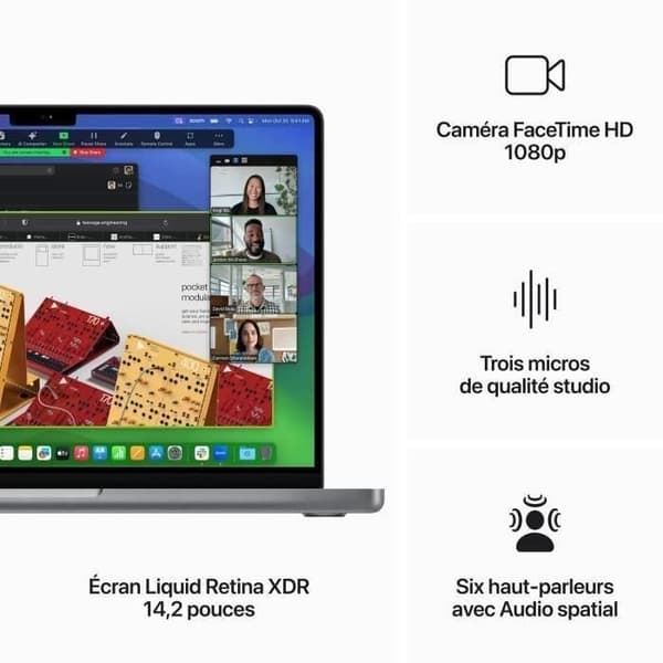 Apple - 14" - MacBook Pro M3 (2023) - RAM 8Go - Lagring 512Go - Rymdgrå - Azerty - Återvunnen - Utmärkt skick- REFURBISHED
