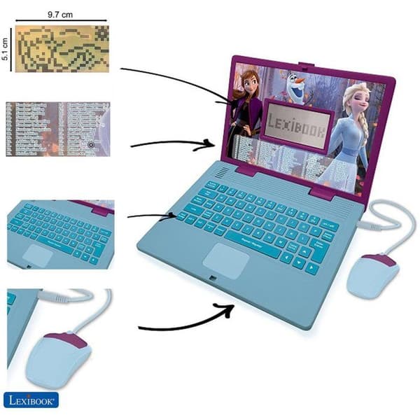 Lexibook Frozen Tvåspråkig utbildningshäfte tjeckiska/engelska, 124 aktiviteter