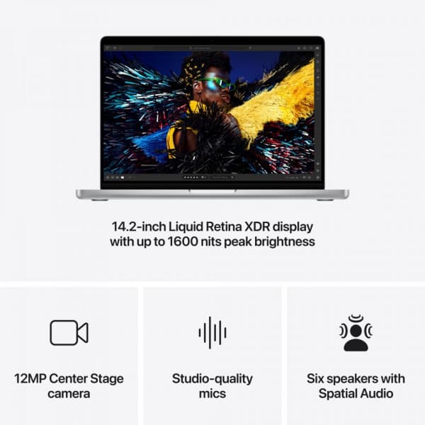Apple MacBook Pro 14" M4 Max 36 Gt, 1 Tt 2024 -kannettava, hopea (MX2G3)