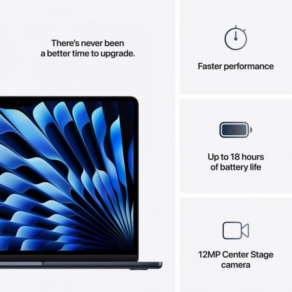 Apple MacBook Air 13" M4 16 GB, 256 GB 2025 -bärbar, midnatt (MW123)