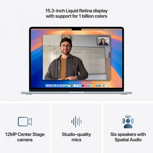 Apple MacBook Air 15" M4 16 GB, 256 GB 2025 - bärbar dator, himmelsblå (MC7A4)