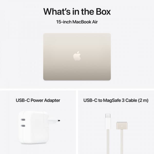 Apple MacBook Air 15" M4 16 GB, 512 GB 2025 -bärbar, stjärnvitt (MW1K3)