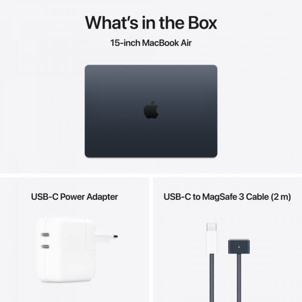 Apple MacBook Air 15" M4 24 Gt, 512 Gt 2025 -kannettava, keskiyö (MC6L4)