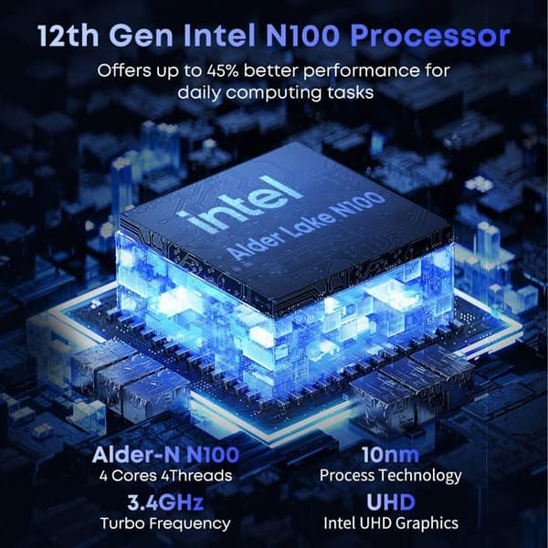 CHUWI GemiBook XPro 14,1" bärbar dator med Intel N100-processor, 8GB RAM, 256GB SSD och 5000mAh batteri