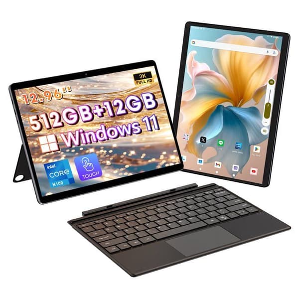 CHUWI Hi10 Max - 2-i-1 Bärbar Dator | 12.96" 2K Windows 11 | Intel N100 12GB/512GB SSD | Magnetiskt Tangentbord | WiFi 6 | Grå