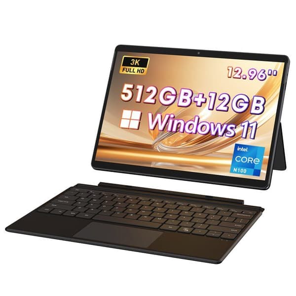 CHUWI Hi10 Max - 2-i-1 Bärbar Dator | 12.96" 2K Windows 11 | Intel N100 12GB/512GB SSD | Magnetiskt Tangentbord | WiFi 6 | Grå