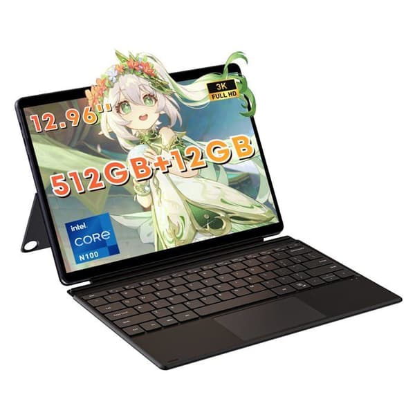 CHUWI Hi10 Max - 2-i-1 Bärbar Dator | 12.96" 2K Windows 11 | Intel N100 12GB/512GB SSD | Magnetiskt Tangentbord | WiFi 6 | Grå