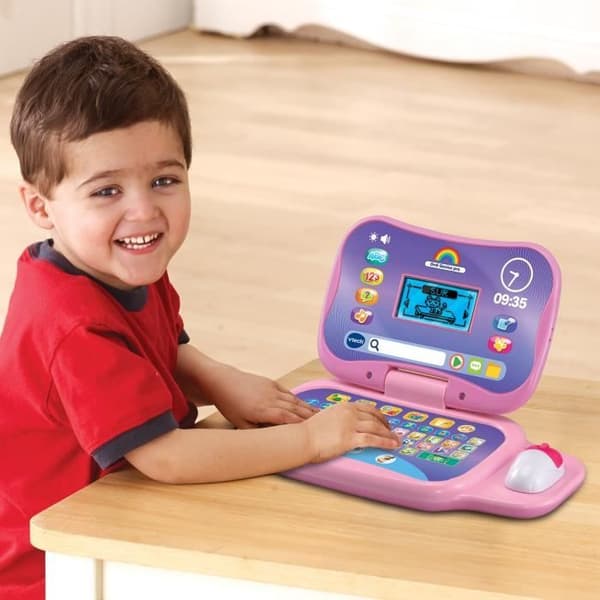 VTECH ORDI GENIUS PRO PINK pedagogisk dator för barn 3 till 7 år med mus och 20 aktiviteter ingår
