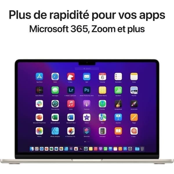 Apple - 13,6" MacBook Air M2 - RAM 8Go - Lagring 512Go - Stjärnljus - AZERTY (2022) - Refurbished - Mycket gott skick- REFURBISHED