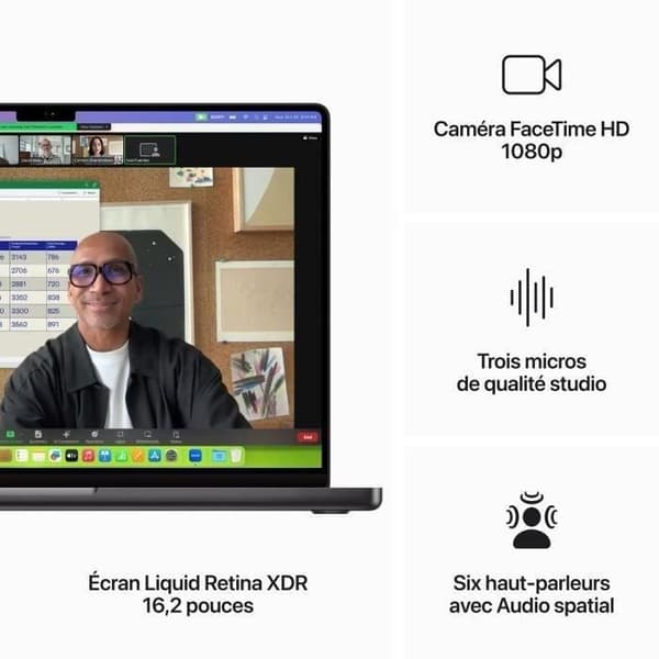 Apple - 16" - MacBook Pro M3 Pro (2023) - RAM 18Go - Lagring 512Go - Sideral svart - Azerty (2023) - Återvunnen - Utmärkt skick- REFURBISHED