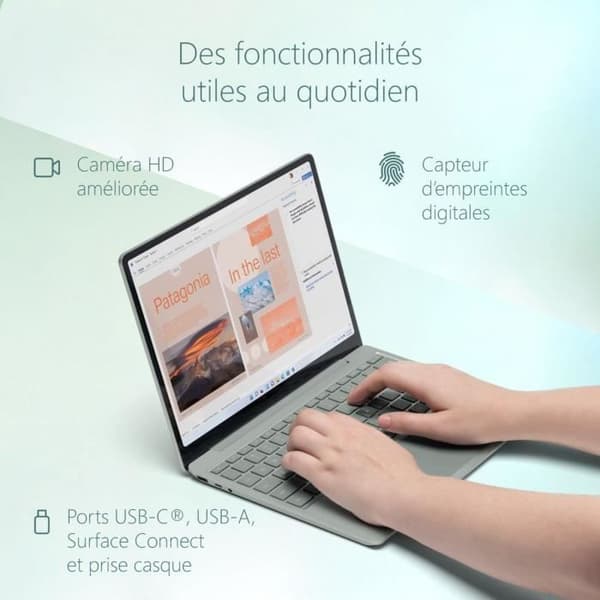 Laptop - MICROSOFT - Surface Laptop Go 2 - 12,4" - Core i5 - 8 GB RAM - 256 GB lagring - Windows 11 - AZERTY - Sage Green