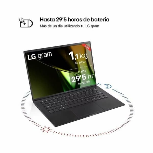 Laptop LG 14Z90S-V.AP55B 14" intel core ultra 5 16 GB RAM 512 GB SSD Espanjalainen Qwerty