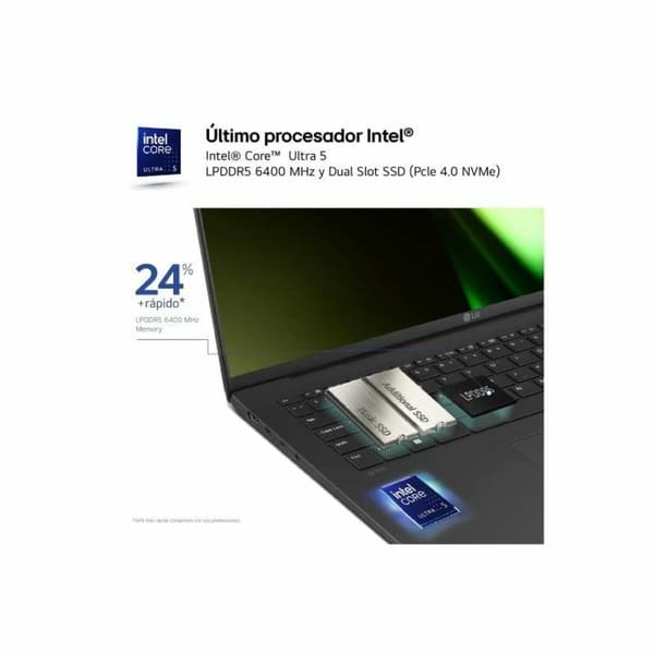 Laptop LG 14Z90S-V.AP55B 14" intel core ultra 5 16 GB RAM 512 GB SSD Espanjalainen Qwerty