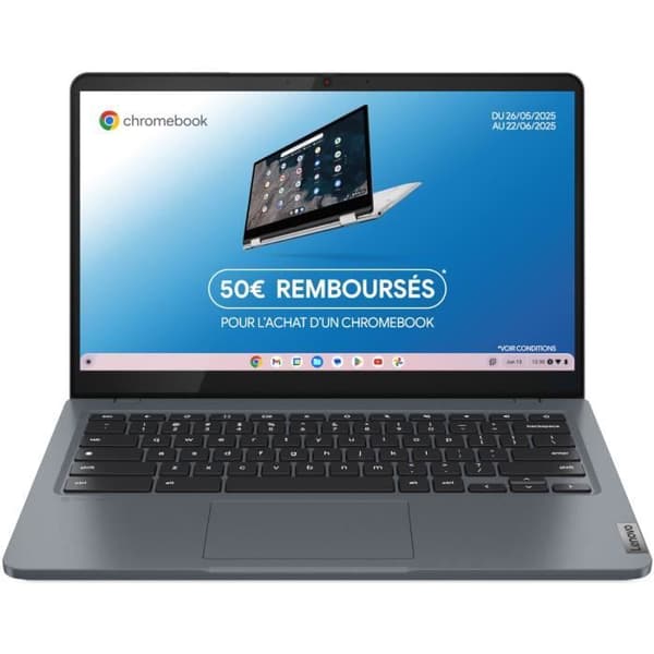LENOVO IdeaPad 3 14IAN8 Chromebook Plus bärbar dator | Chrome OS - 14-tums FHD - Core i3-N305 - 8 GB RAM - 128 GB lagring - AZERTY Grå