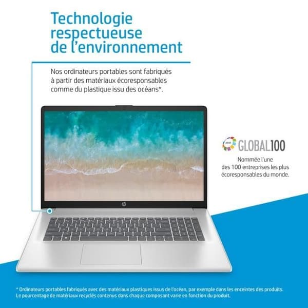 HP 17-cn3013nf bärbar dator - Windows 11 - 17.3 HD+ - Core i3-N305 - 8 GB RAM - 512 GB SSD-lagring - AZERTY
